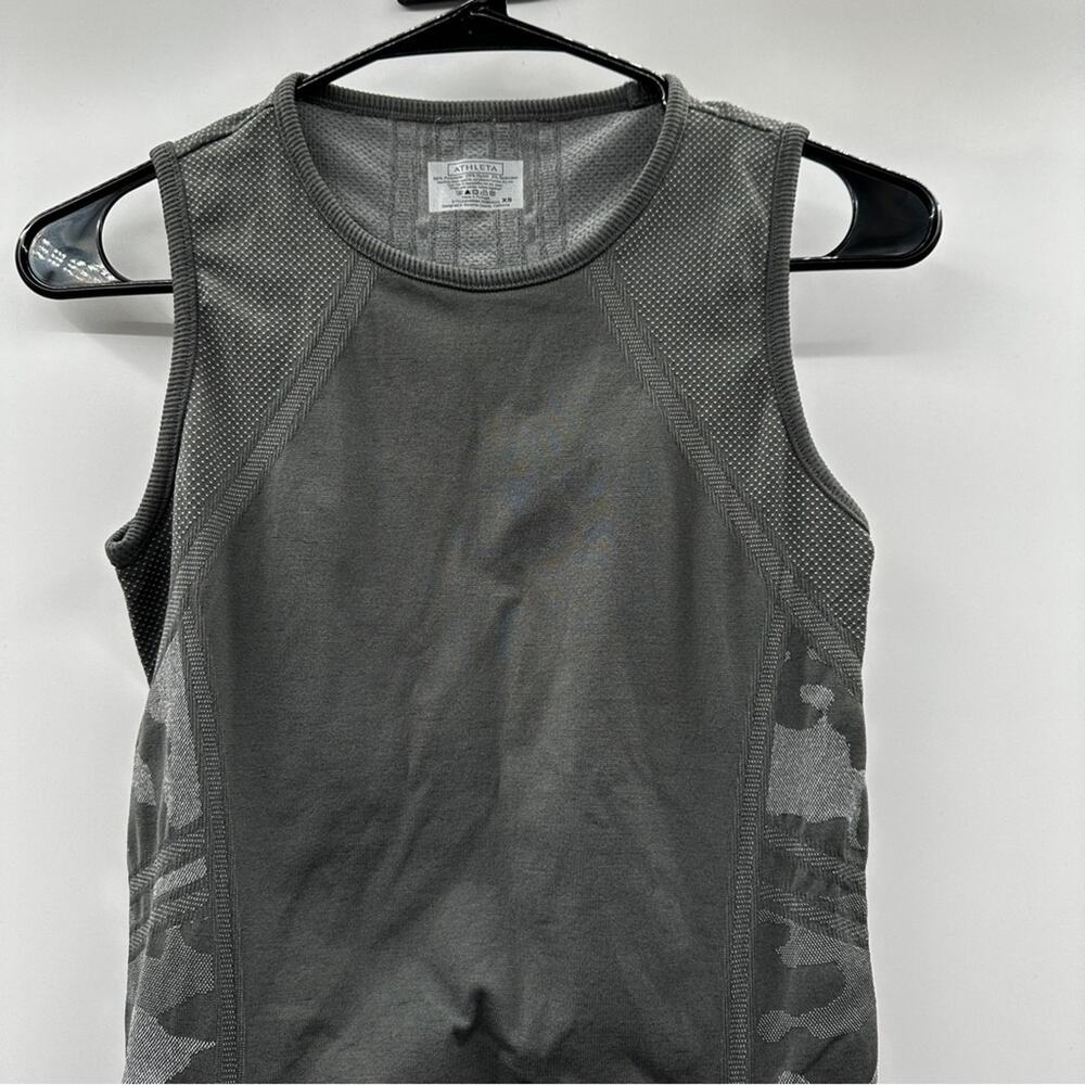 Athleta Camo Gray Fastest‎ Track Sleeveless Muscle Ruched Tank Top Size XS - Picture 4 of 9
